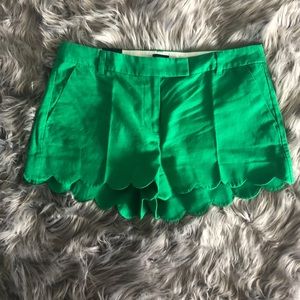 NWT J. Crew green scalloped hem shorts